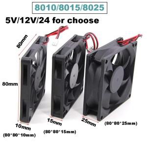 PC 케이스 GPU용 방열판 라디에이터, 브러시리스 냉각 선풍기, 8cm 8010 8025, DC 5V, 12V, xh 2.54, 2 핀,