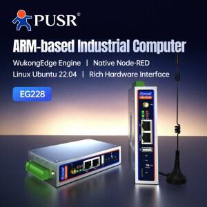 PUSR 팬리스 산업용 PC RK3506J 우분투 22.04 ARM 512MB 엣지 게이트웨이 RS485 CAN FD 노드 레드 4G WiFi 이더넷 PLC 컴퓨터 EG228