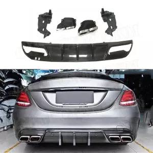 C 클래스 W205 C43 C63 AMG 세단 스포츠 15-19 리어 범퍼 디퓨저 카본 파