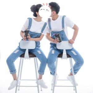 점프수트 멜빵바지 여름 스트레이트 9부 커플 와이드 크롭 작업복 오버핏 레이어드 아메리칸
