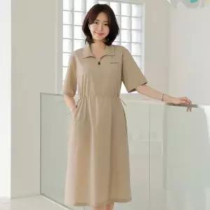 드리다 카라 반오픈 바스락 빅사이즈 스트링 반팔 원피스 빅사이즈