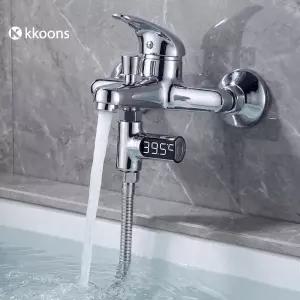 꾼스 360도 회전 LED 물온도표시 자가발전 샤워기 온도계 수온계 수온온도계