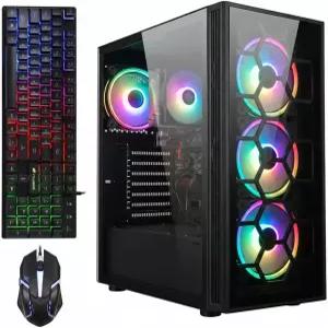 STGAubron RGB 데스크톱 PC 컴퓨터 AMD Ryzen 5 3400G 최대 4.2GHz 16G DDR4 512G SSD WiFi 6 및 BT 5.2 팬