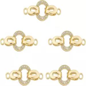 CHGCRAFT 5 세트 25.5mm 리얼 18K 골드 도금 황동 마이크로 페이브 큐빅 지르코니아 접이식 잠금장치