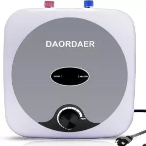 DAORDAER 110/120v 1.5kw 미니 탱크 전기 온수기 2.5갤런 컴팩트 언더 싱크 노브 온도 조절 가정용 주방용