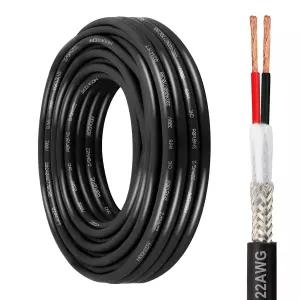 MOOKEERF 22/2 차폐 와이어 25FT 22AWG 2 도체 케이블 CNC 라우터 기계용 좌초 순수 구리 VFD 스핀들 3D