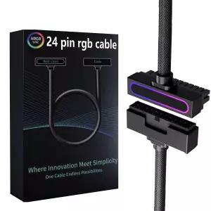 24핀 PSU 연장 케이블 30CM ARGB LED PC 전원 위한 18AWG 90도 직각 디자인 일체형 미니멀리스트 구리선