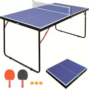 Athfiner 4.5FT/6FT/9FT 핑퐁 테이블 접이식 MDF 다용도 휴대용 탁구 테이블(네트 패들 공 포함) - 청소년