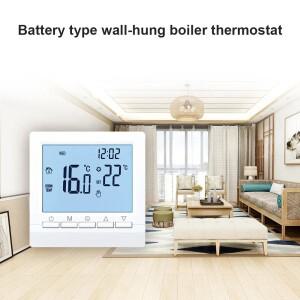 LCD 가스 보일러 온도 조절기 3A 주간 프로그래밍 가능한 실내 난방 스마트 85x85mm 흰색파란색 LED 디스플