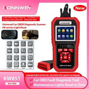 2026년형 KONNWEI KW851 자동차 OBD2 진단 스캐너 오일 서비스 라이트 리셋 코드 읽기 및 삭제 O2 센서 테