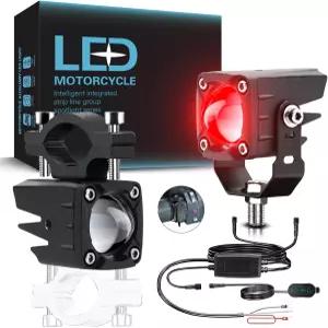 오토바이용 LED 보조등 24W 6모드 하이/로우 빔 DRL 안개 스포트라이트 흰색/노란색/빨간색/DRL/플래시.