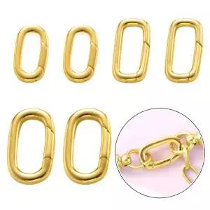 2개 14K18K 금도금 타원형 클라스프 스프링 클랩스 커넥터 카라비너 키체인 DIY 주얼리 제작용 목걸이 팔찌