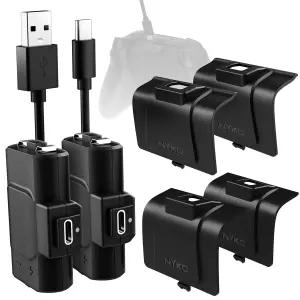 Nyko Xbox Power Kit Plus Series X S/One용 - 2개 배터리 검은색 커버 10피트 USB-C 충전 케이블 포함