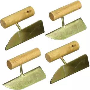 COMOK 4Pcs 드라이월 코너 툴 벽돌공용 외부 나무 손잡이 90도 진흙 제거 시 브론즈 톤