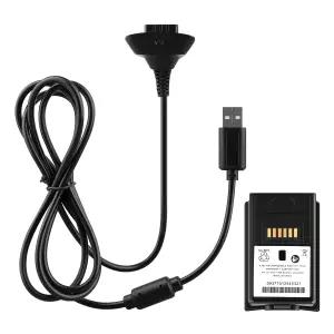 마이크로소프트 Xbox 360 무선 컨트롤러용 OSTENT 2-in-1 충전 케이블 + 충전식 배터리 팩 색상 블랙
