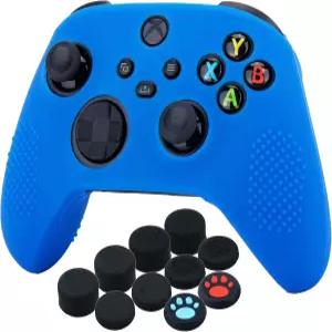 Xbox Series X/S 컨트롤러용 YoRHa 실리콘 커버 스킨 케이스 x 1(파란색) 엄지 그립 포함 10