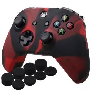 마이크로소프트 Xbox One X S 컨트롤러용 YoRHA 실리콘 커버 스킨 케이스 x 1 레드 블랙 프로 엄지 그립