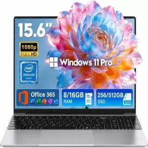 2026 노트북 컴퓨터 15.6인치 Windows 11 Pro Office 365 포함 8GB RAM SSD 인텔 펜티엄 프로세스 6H