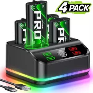 Xbox Series X/S 및 One 컨트롤러와 호환되는 배터리 팩 충전식 DINOSTRIKE GS 확장 USB C 케이블 LED