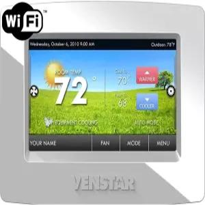 Venstar T8850 컬러터치 - 고해상도 터치스크린 7일 프로그래머블 온도 조절기(WiFi 포함) 알렉사 호환 4열