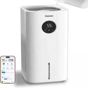 침실용 파워스케일 MF6 스마트 증발 가습기 1.8갤런 탑필 최대 700mL/h 안개 없는 출력 WiFi 터치스크린