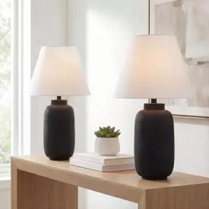 JONATHAN Y JYL5603A-SET2 24.5인치 모던 미니멀리스트 테이블 램프 2개 세트 무광 블랙 진저 자 농가 침실