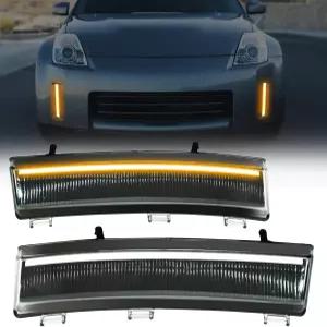 닛산 350Z LCI 2006-2009용 SINYATO INDUST LED 사이드 마커 조명 DRL 및 턴 시그널이 있는 프론트 범퍼