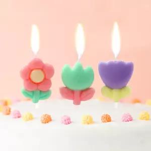 꽃모양 이벤트초 생일 파티 케이크초 캔들 3Px3세트