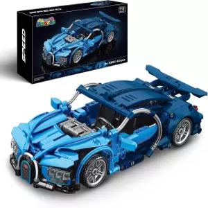 누에리스 1 18 테크니컬 슈퍼 스포츠카 모델 세트 - 423 PCS 블루 MOC 빌딩 블록 자동차 경주용 엔지니어링