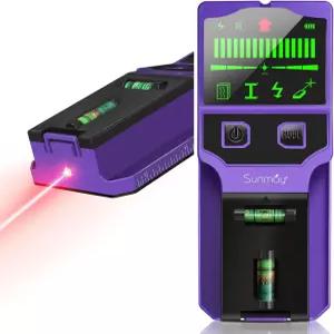 선메이 스터드 파인더 벽 스캐너 우드 메탈 조이스트 AC 와이어 파이프 음성 알람이 있는 HD LCD