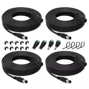 파워 잭 어댑터 커넥터가 있는 4PCS 33FT 10m 12V DC 전원 연장 케이블 수컷 2개 암컷 5.5mm x 코드 및