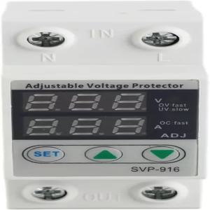 힐벨리푸 230V AC 단상 전압 보호기 SVP 916 이중 LED 보호 장치 조절 가능한 인텔리전트 오버 및 언더