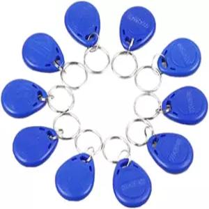 블루 100pcs 125KHz 근접 ID 카드 칩 TK EM 4100 RFID 태그 키포브 키체인 링 토큰 비디오 인터콤용 제외