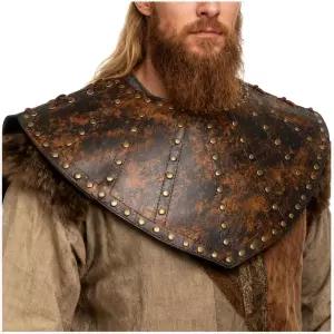 L VOW 바이킹 가죽 가슴 갑옷 중세 판 렌 페어리 칼라 LARP 코스프레 전사 의상