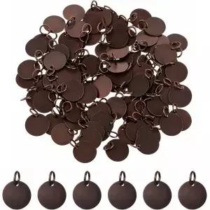 Xyembu 100Pcs 황동 스탬핑 블랭크 태그 참 메탈 12mm 코인 스테인리스 스틸 원형 펜던트 팔찌 목걸이