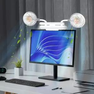 독서대 램프 공간 절약 클립 팬 조명 USB 전원 냉각 3D 팬(LED 라이트 바 포함) 모니터/노트북/평면/침대