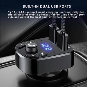 자동차 Fm 송신기 블루투스 5.0 Aux 핸즈프리 무선 차량용 키트 듀얼 Usb 충전기 라디오 변조기 Mp3 플레이