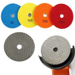 1개 100mm4인치 전기 도금 에머리 샌딩 패드 유리 화강암 대리석 타일 콘크리트 연마 60-400 그릿