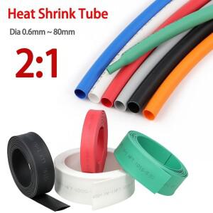 5m 열수축 튜브 직경 0.6mm - 80mm 2:1 수축률 폴리올레핀 절연 케이블 와이어 랩핑 방수 슬리빙