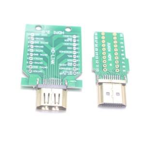 EClyxun 1pcs DIY 표준 HDMI 용접 남성 여성 잭 플러그 19 핀 케이블 커넥터 + 1 수리 열수축 튜브