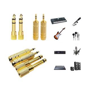 2개입 스피커 커넥터 오디오 6.5mm 남성-3.5mm 여성 어댑터 싱글듀얼 마이크 AUX 플러그