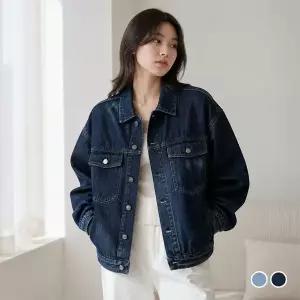 [하프클럽/]진청 가을 간절기 남녀공용 연청 캐주얼 커플 봄 청자켓 오버핏