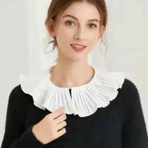 러블리 플리츠 쉬폰 넥케이프 페이크 카라 이너셔츠 니트레이어드 hA2FAB 이너블라우스 랩블라우스
