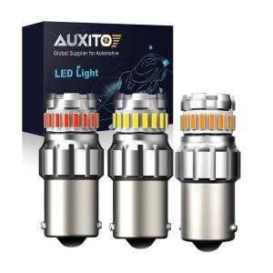 AUXITO 2x S25 1156 BA15S P21W LED 라이트 레드 화이트 옐로우 DRL BAY15D T25 포지션 시그널 램프 전구