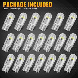 10Pcs W5W LED 유리 COB 자동차 전구 194 T10 12000K 6000K 흰색 녹색 파란색 빨간색 웨지 번호판 램프 돔