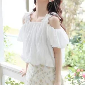 오프숄더 퍼프 여름 반팔 여성 민소매 나시 블라우스 셔링브라우스 오프숄