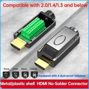 HDMI 커넥터 무납땜 2.0 고화질 와이어 플러그 용접 회로 기판 DIY 수컷 단자 4K HD 라인 수리 어댑터