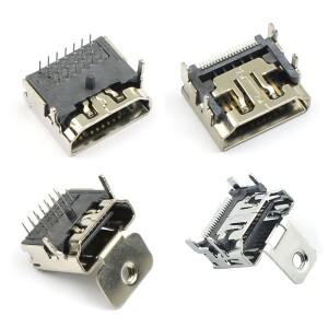 5pcs USB HD 인터페이스 커넥터 19 핀 SMT SMD DIP 암 플러그 소켓 표면 마운트 귀가있는 PCB HDMI 호환