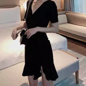프릴스커트 원피스 하객원피스 미니 인기 블랙 반팔 언발 클럽 오피스룩 친구시밀러룩