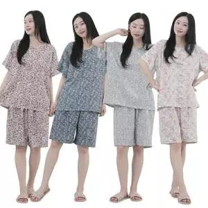 [제이큐]여성 인조인견 여름 플라워 꽃무늬 반팔 반바지 상하 세트 데일리